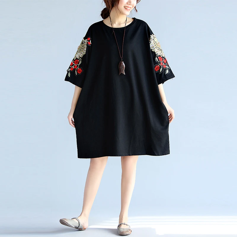 Женский топ с вышитыми бусинами и цветами Повседневная Свободная футболка