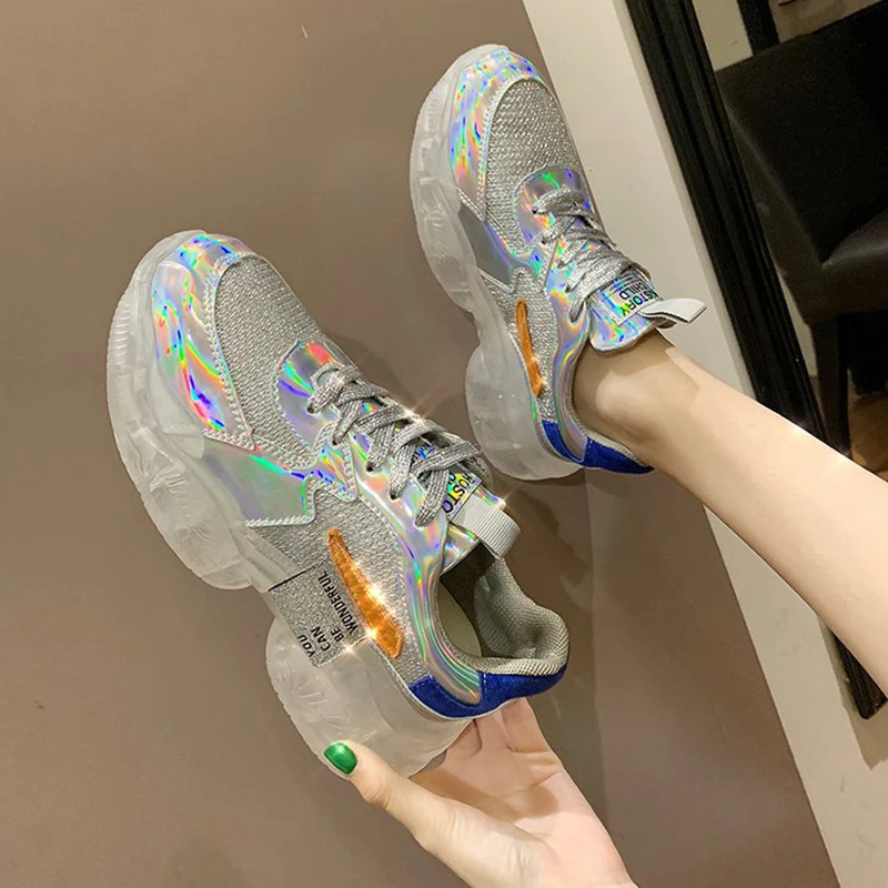 Женские кроссовки на вулканизированной подошве прозрачные Спортивные модная