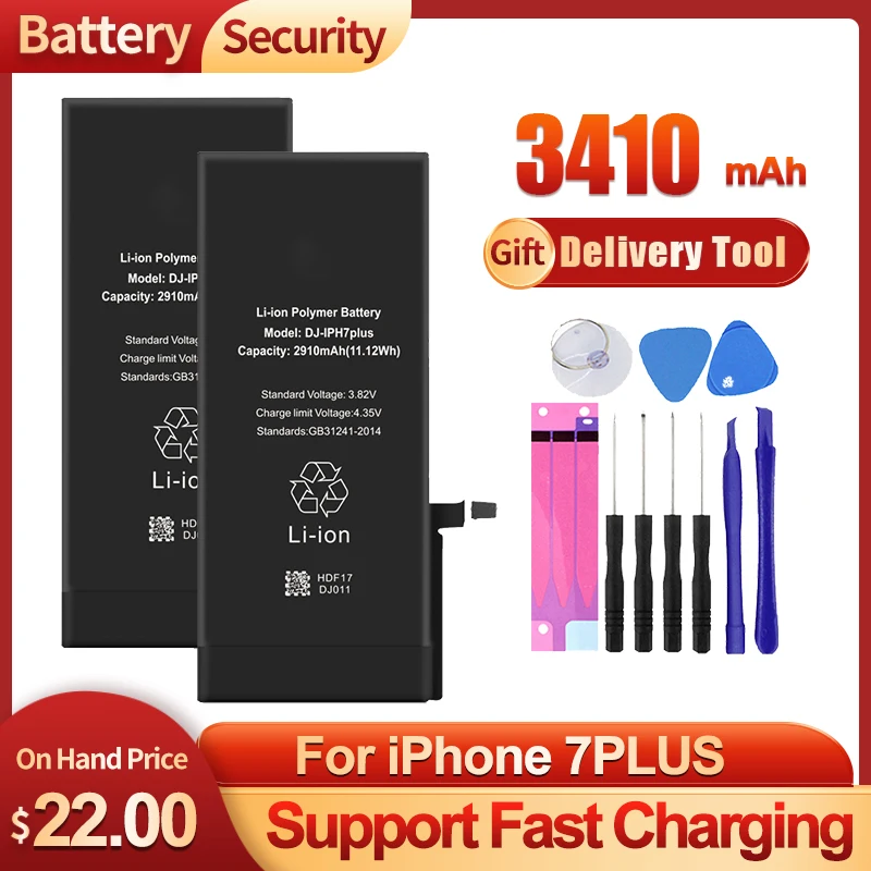 

DEJI Original Li-polymer High Capacity Battery For iPhone 7P 7Plus Replacement Real 3410mAh Internal Batteries Best Quality