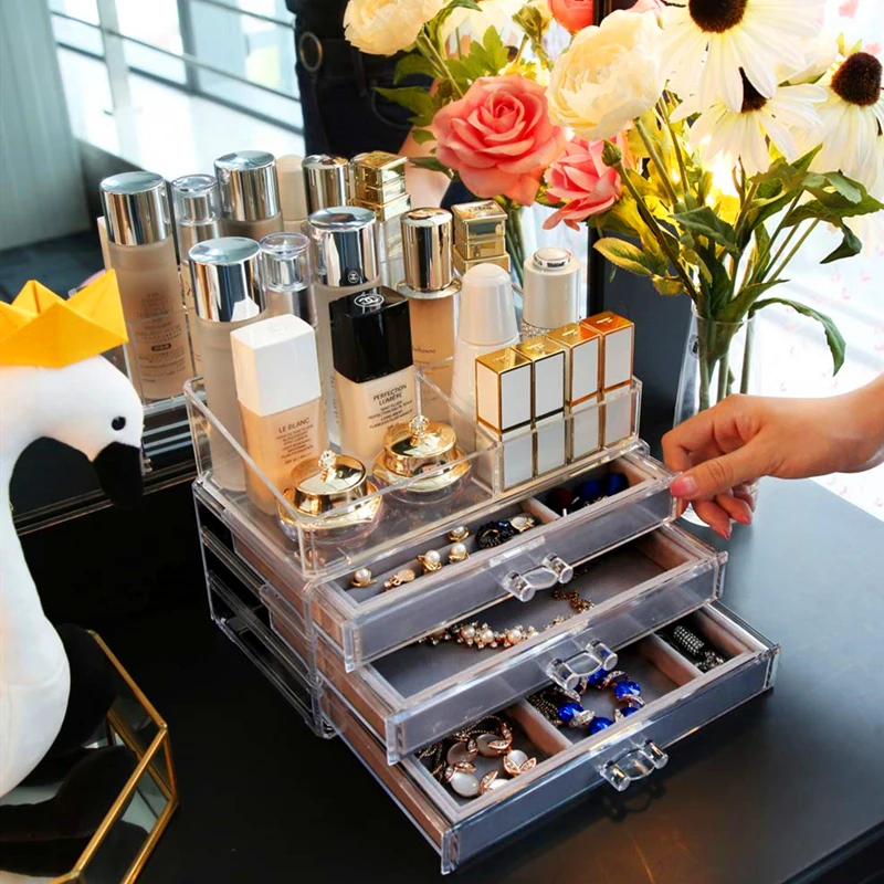 Ящик для хранения косметики туалетный столик настольный органайзер Женский