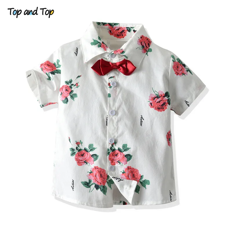 Комплект одежды для мальчиков из рубашки с коротким рукавом и галстука-бабочки