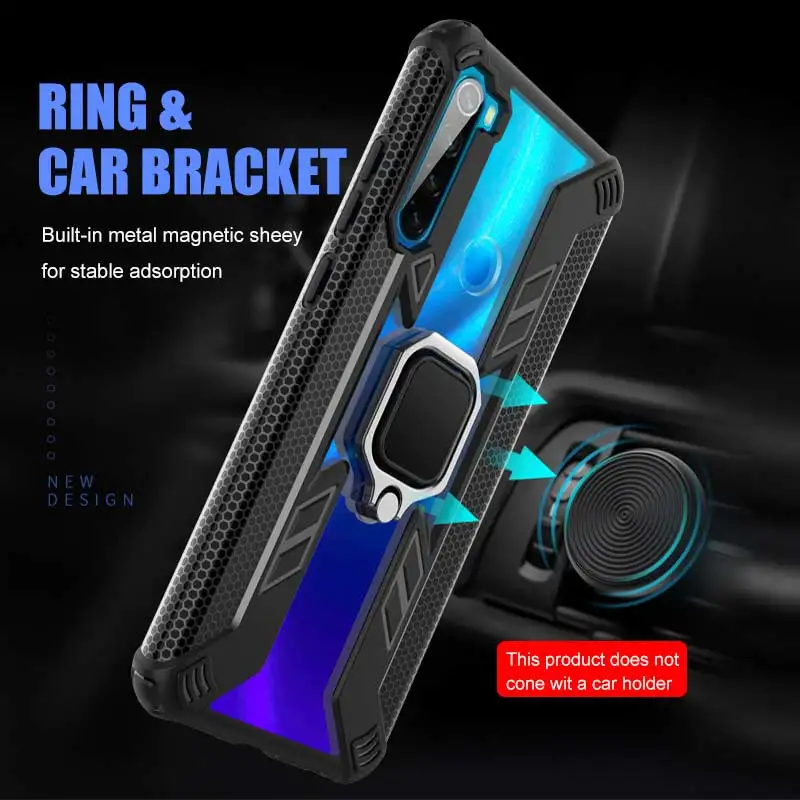 Роскошный оригинальный бронированный чехол с металлическим кольцом для Redmi Note 8 10