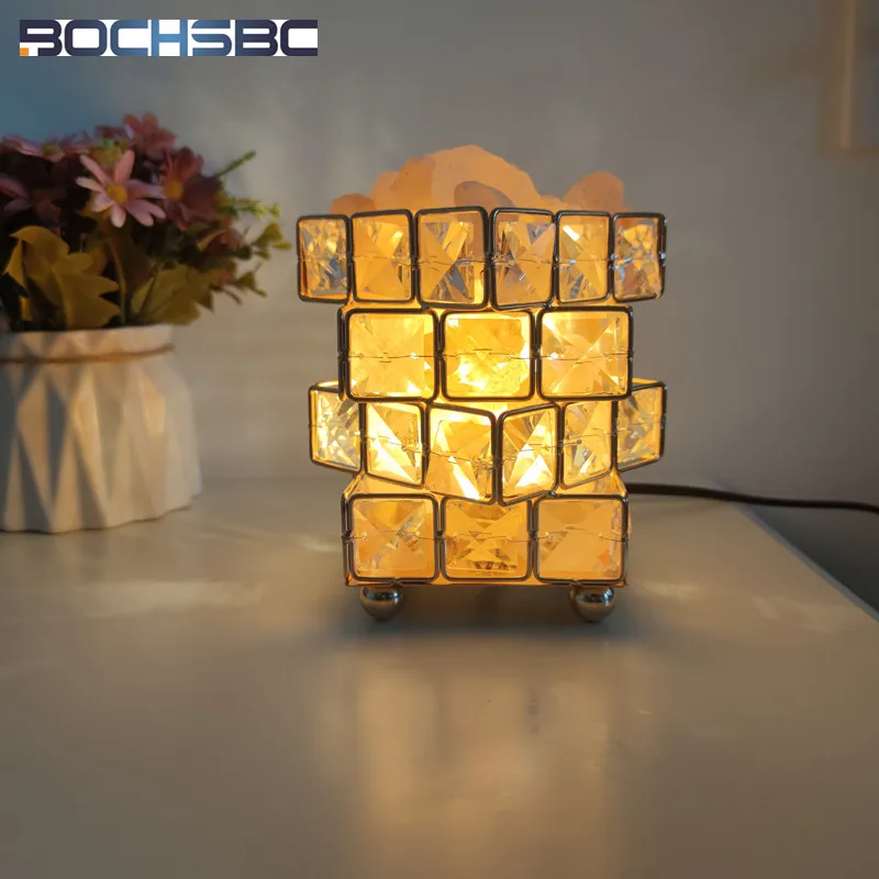 Goede Bochsbc Crystal Rubik 'S Cube Himalaya Zout Tafellamp Home Decor Nachtlampje G9 Led Creatieve Verlichting Voor Party Holiday Gift