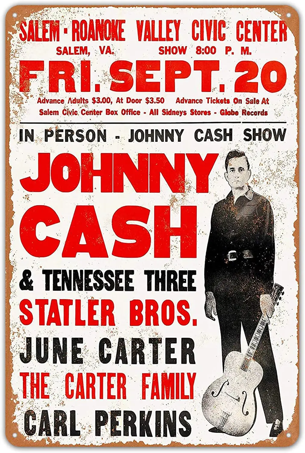 

Tin Sign 1968 Johnny Cash in Virginia Vintage Metal Signs Home Wall Decor, Music Poster for Bar Club Pub Coffee Room