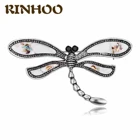 Женская Брошь в стиле ретро, Ослепительная черная брошь в виде стрекозы с цирконом, украшение для дома, Ювелирное Украшение с животными