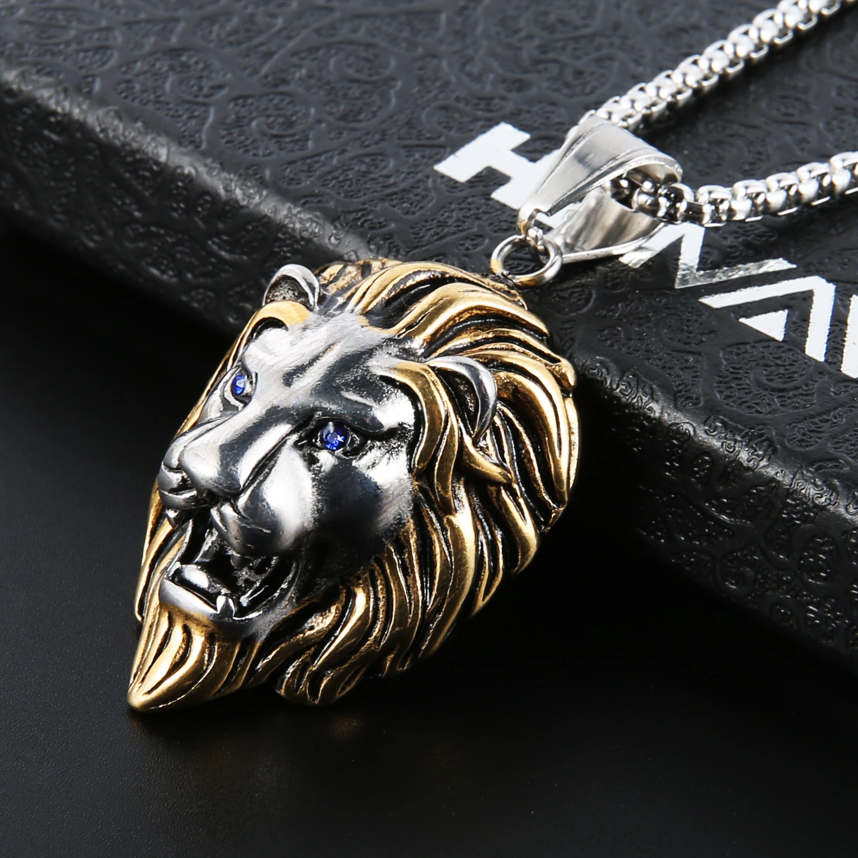 Цепочка HZMAN мужская с подвеской в виде короля льва ожерелье из нержавеющей стали