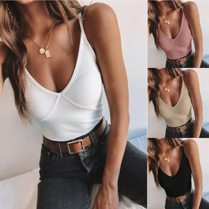 Women Body V Neck Strappy Bodysuit Lingerie Sleeveless Stretch Leotard Jumpsuit Top Summer Hot Fall Basic | Женская одежда