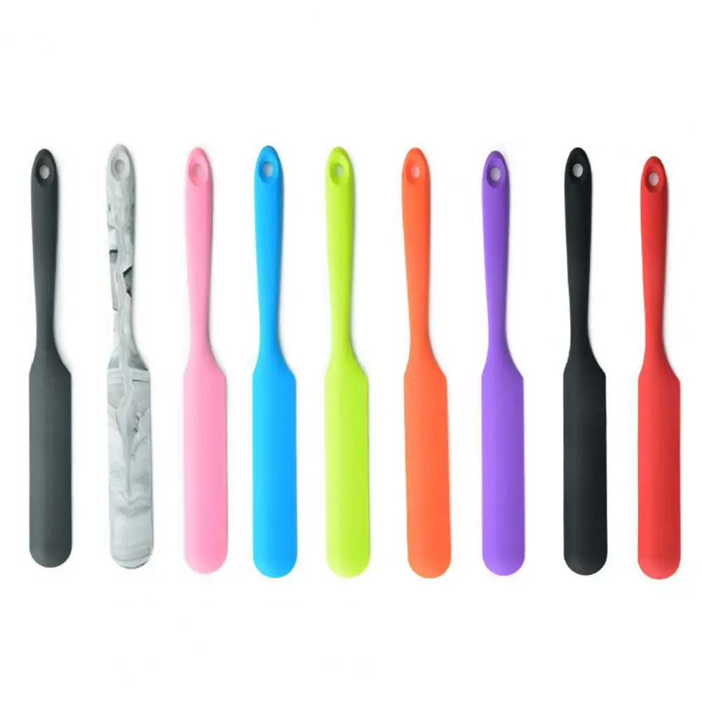

Slim Spatula Non-Stick Long Handle Heat-resistant Silicone Jar Smoothies Baking Spatula for Stirring