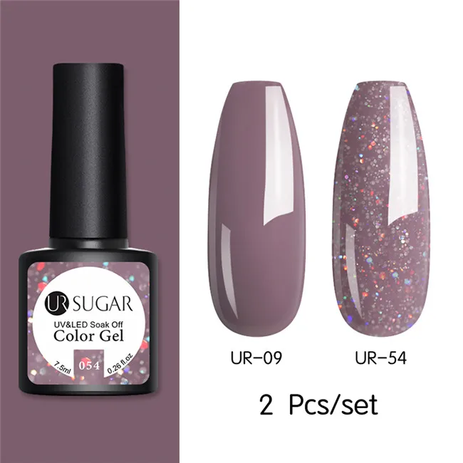 New 2pcs 5 Ur Sugar 2/4 шт. Розовый Блестящий Гель-лак для ногтей замочить от УФ-светодиодный длительный гель лак для ногтей Лаки маникюрный лак набор украшений - Цвет: New 2pcs 5