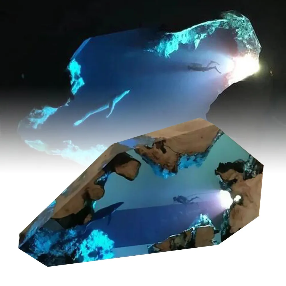 

Large Epoxy Resin Lamp Diver And Humpback Whale Deep Sea Shimmer Home Office Decoration Desk Ornaments Gift Home Decor Dropship