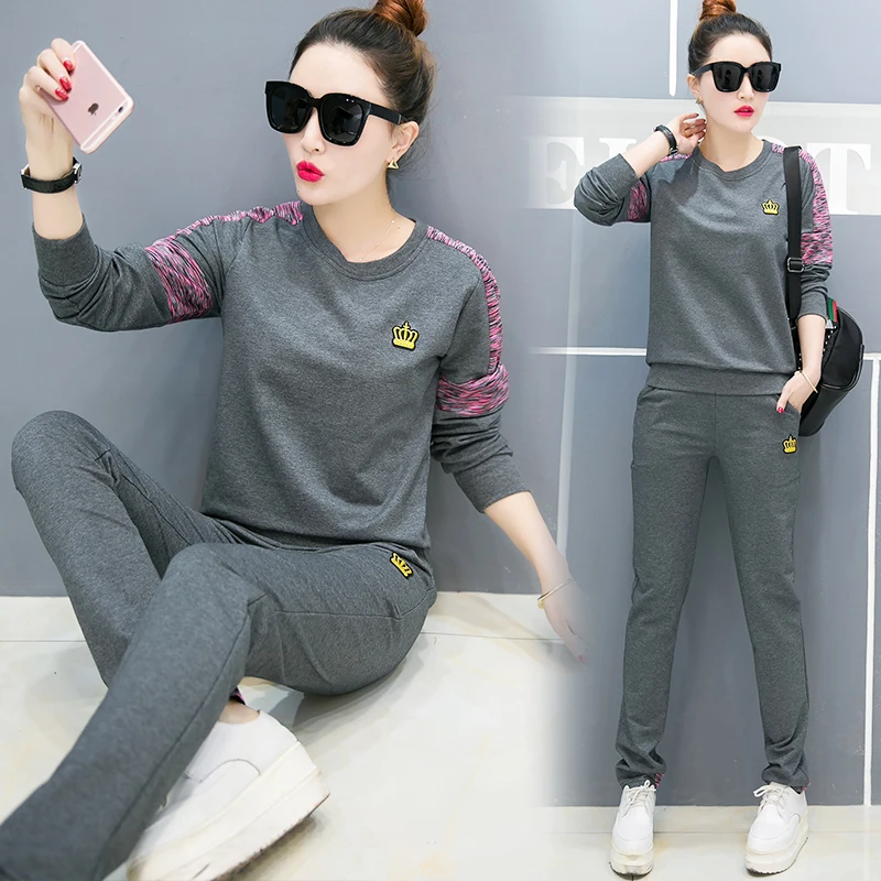 Повседневный Спортивный комплект из двух предметов Модный женский пуловер