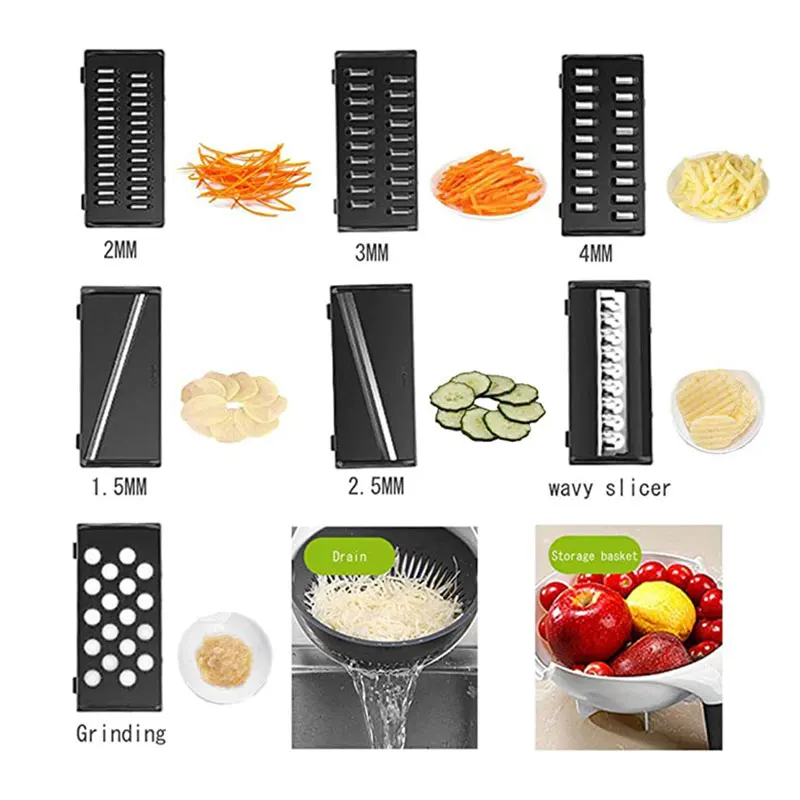 Многофункциональный Нож для овощей Овощной измельчитель с 2L сливной корзиной