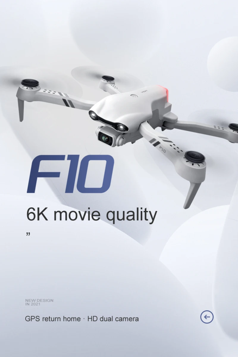 Новинка 2021 Квадрокоптер F10 с широкоугольной камерой 6K HD GPS 5G WIFI FPV передача в