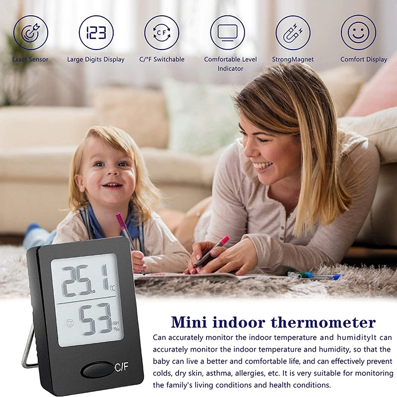 

Digital Thermometer Hygrometer Thermal Hygrometer Indicator Temperature and Humidity Meter for Interior Baby Room Living Room