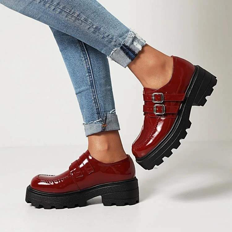 

Women's Round Toe Square Heels Shallow Mary Jeans Shoes School Students' Leather Platform Pumps Spring Summer Versatile Leisure