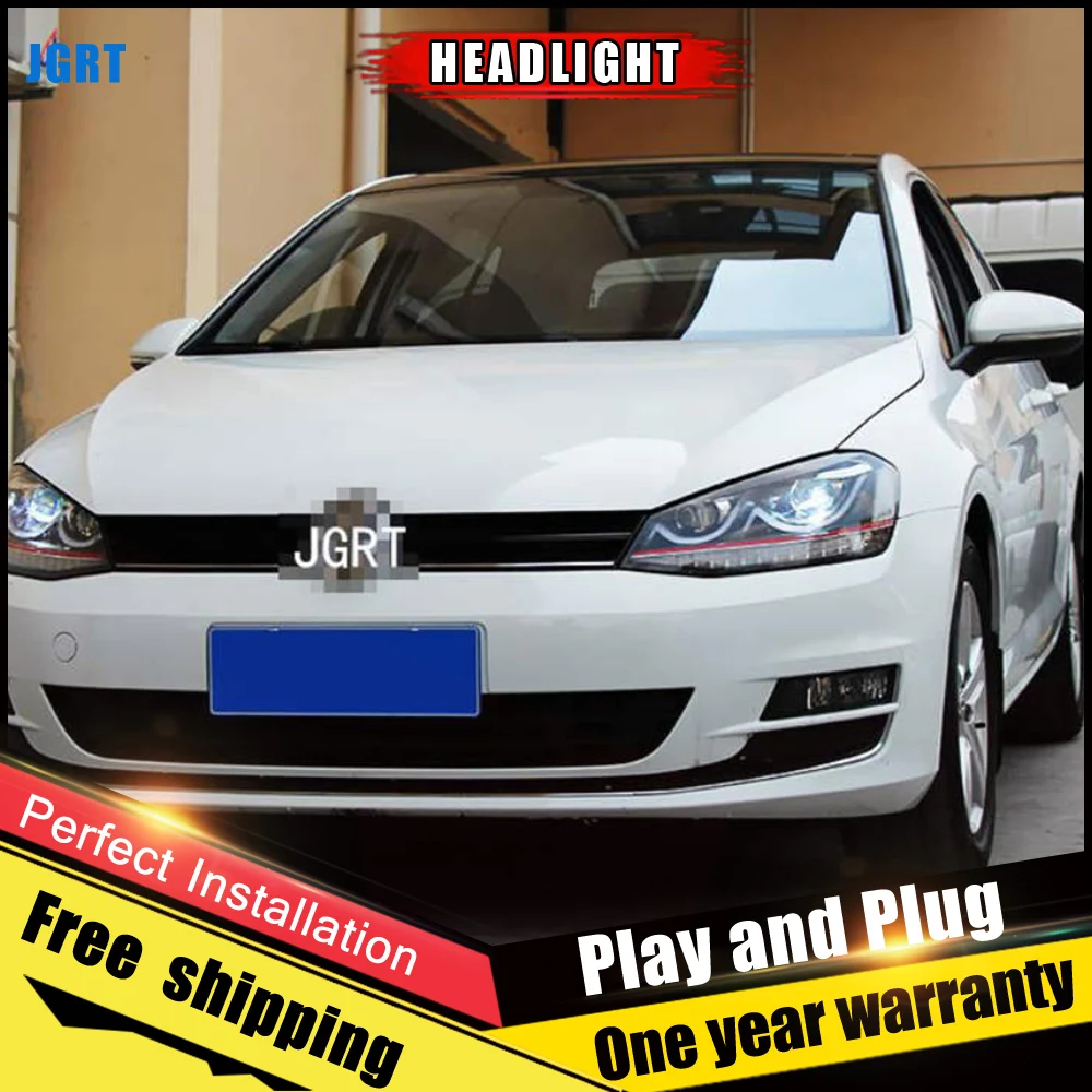 Автомобильные светодиодные фары для VW Golf 7 2013-2015 ДХО-линзы двухлучевые H7 HID