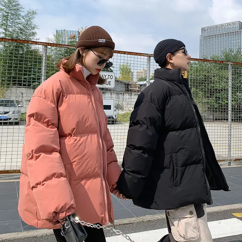 Winter Jacket Men Warm Fashion Casual Couple Stand-up Collar Coat Men Streetwear Loose Korean Short Coat Mens Parka M-5XL