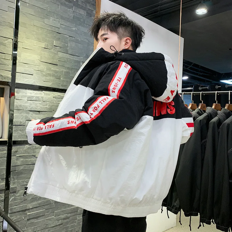 

Куртка мужская с капюшоном, утепленная хлопковая парка в стиле пэчворк, уличная верхняя одежда в стиле хип-хоп, зима 2019