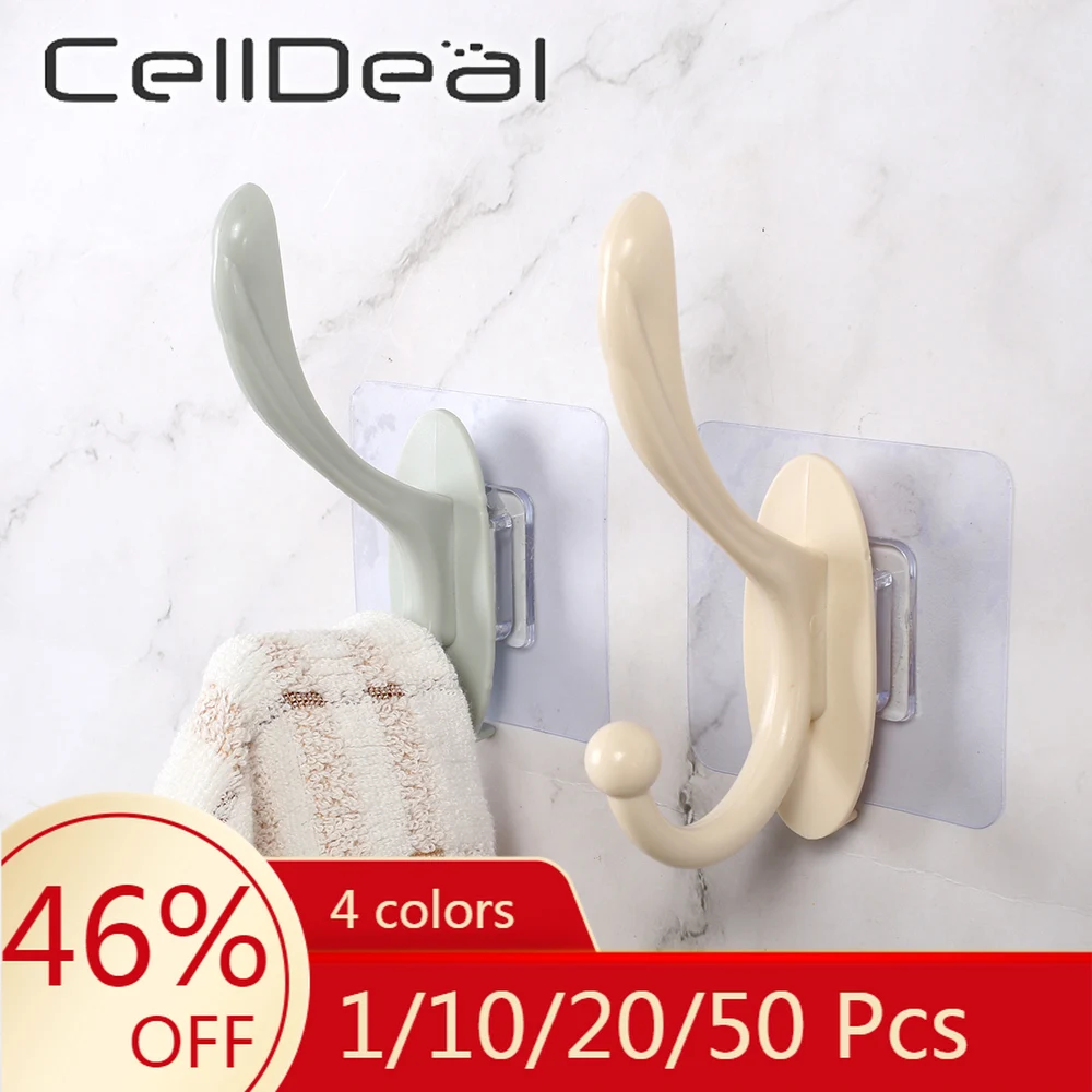 

1/10/20/50 Pcs Strong Adhesive Sticker Hooks Wall Door Clothes Coat Hat Hanger Kitchen Bathroom Towel Hooks Sticky Holder
