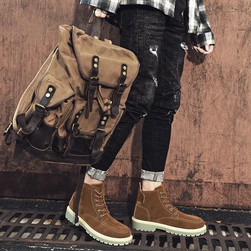 

Men Military Boots 2020 Outdoor Fashion Canvas High Top Shoes Men Casual Shoes Ankle Boots Black Chelsea Boots Zapatos De Hombre