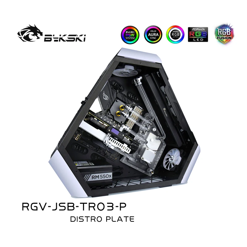 Kaufen Bykski Distro Platte Für JONSBO TR03 Fall, 360 Kühler Wasser Kühlung Schleife Lösung, 12V/5V RGB SYNC, RGV-JSB-TR03-P
