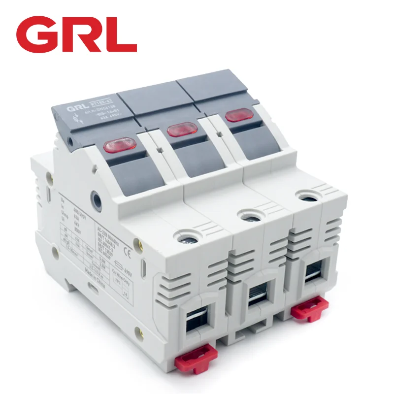 

GRL 3P AC RT18-63-3P Fuse Holder Base Fusibles Box Fast Blow Ceramic RO16 DIN Rail Moun 14x51MM 500V