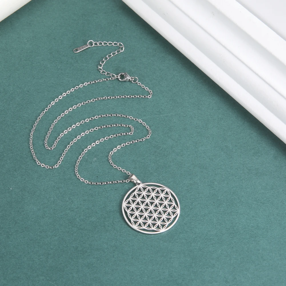 Чакра цветок жизни ожерелье из нержавеющей стали чокер Мандала для мужчин женщин