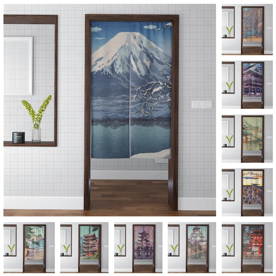 Занавеска на дверь Ukiyo-e в японском стиле красочное крепление комиксы Fuji Blossoms с