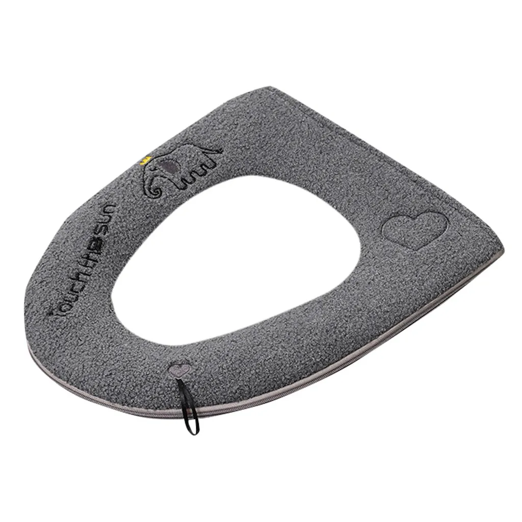 Домашняя плюшевая мягкая накладка на сиденье для унитаза чехол молнии с ручкой