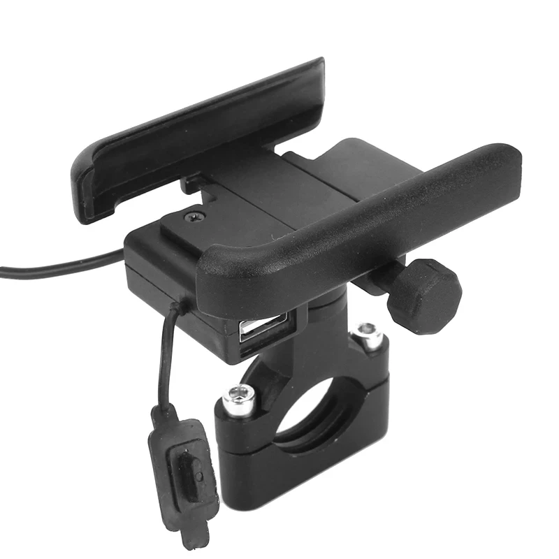 Motorcycle Aluminum Alloy Mobile Phone Navigation Holder with USB Charger Handlebar or Rearview Mirror Mount Clip Bracket | Мобильные