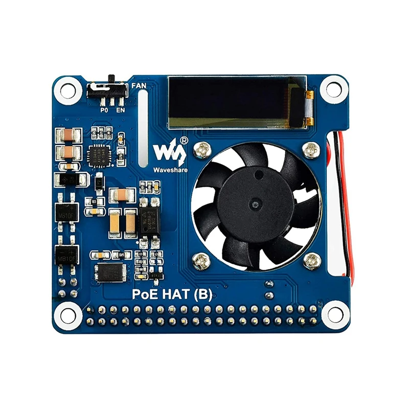 

Waveshare Power over Ethernet HAT Поддержка 802.3Af PoE плата расширения сети с OLED для Raspberry Pi 4 Модель B / 3B +