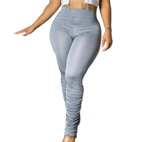 bambooboy women new fashion high waist pleated slim casual sports skinny pencil pants trousers zl1528