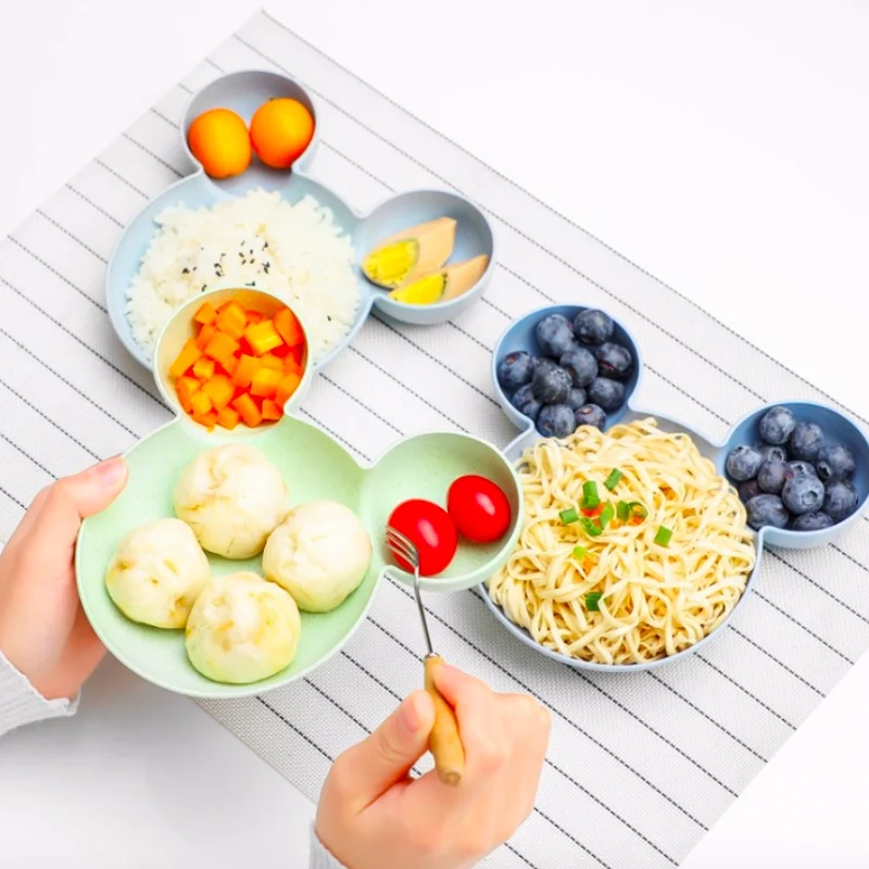 Мультяшная чаша из пшеничной соломы Детская столовая посуда в комплекте