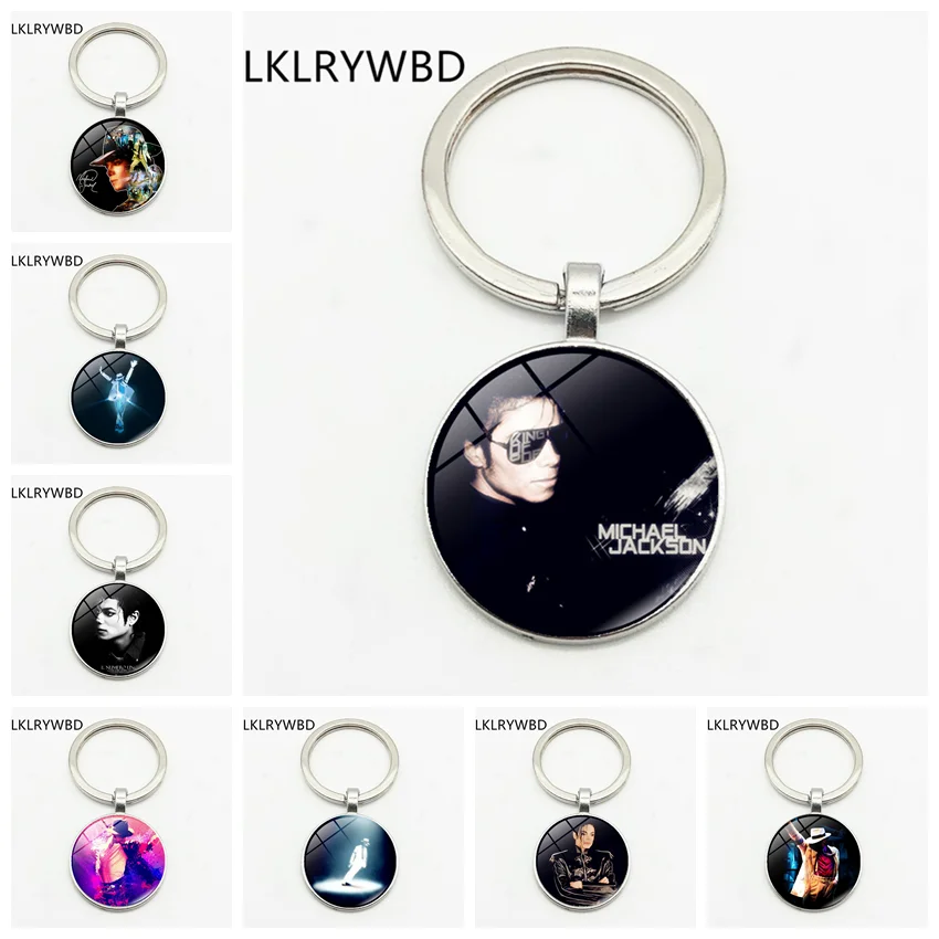 

LKLRYWBD / Idol Michael Jackson Fashion Keychain Keyring Jewelry Pendant Convex Glass Keychain