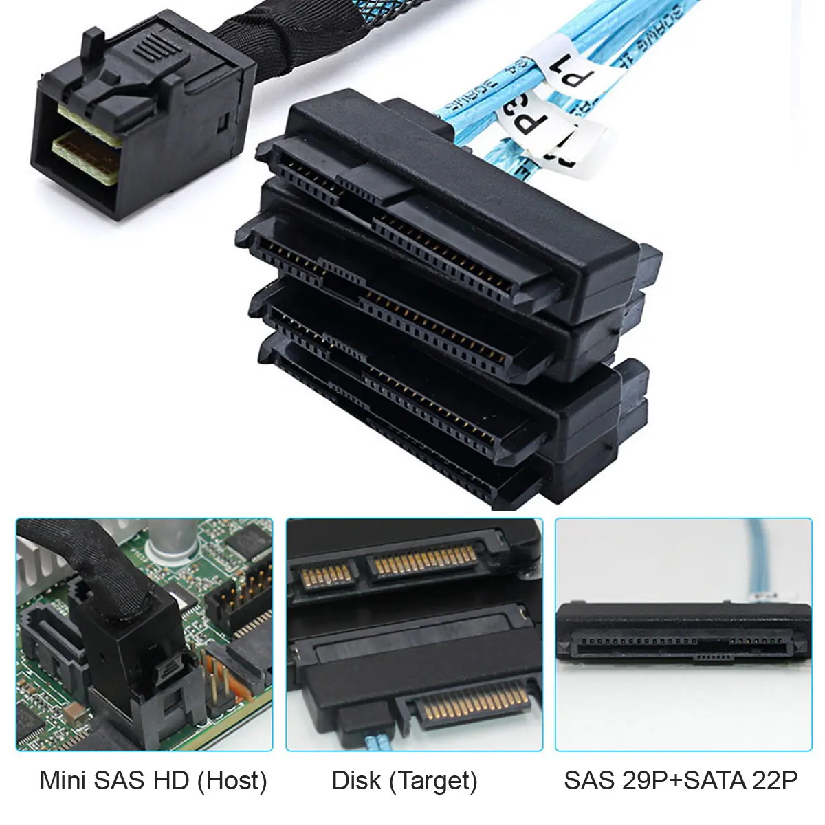 Chenyang Внутренняя Mini SAS SFF-8643 хоста до 4 29Pin SFF-8482 целевой диск 6 Гбит/с сервер данных Raid