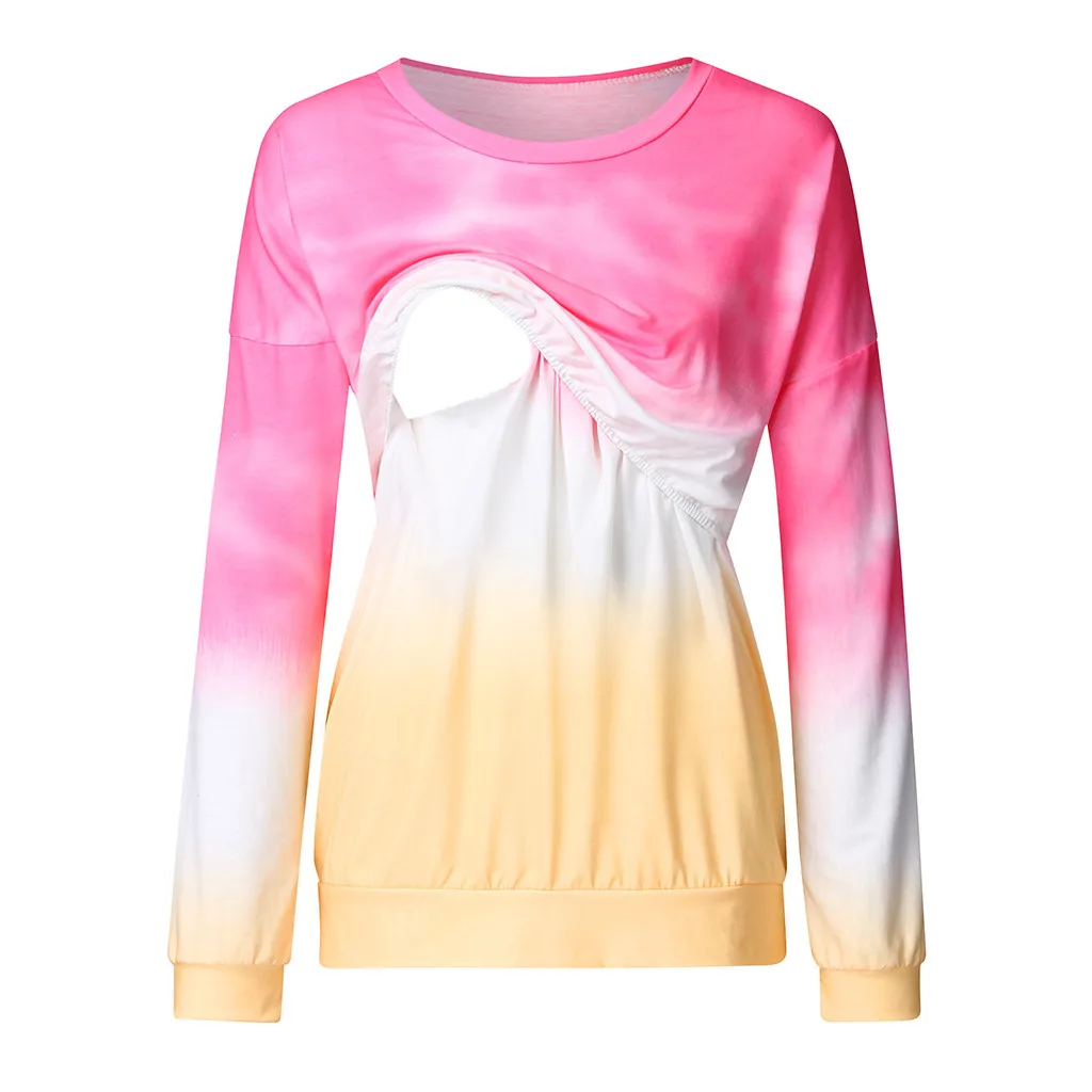 Одежда Для Беременных размера плюс с круглым вырезом контрастный цвет топ