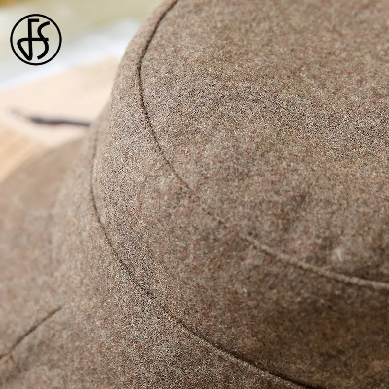 FS Зимняя шерстяная Панама для женщин серая винно красная верблюжья Складная