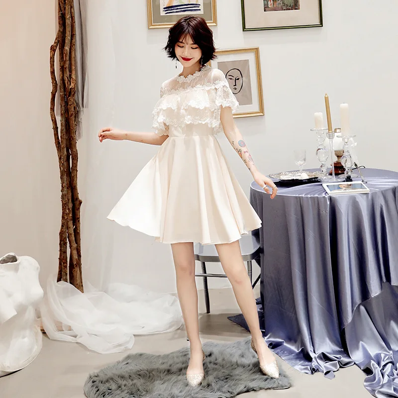 

Women Champagne Evening Dresses Elegant A Line Formal Wedding Party Dress Robe De Soiree