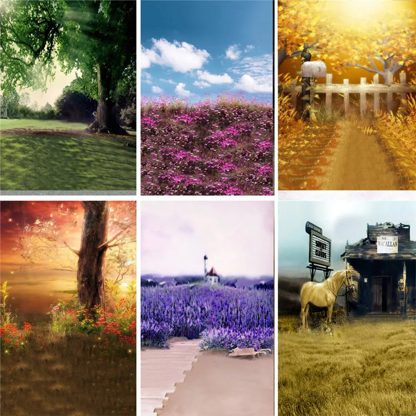 Виниловый фон для фотостудии Nitree картина маслом стильный улицы Цветочное дерево