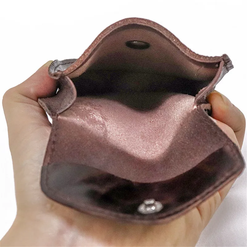 Fashion luxury natural genuine leather ladies mini wallet retro casual men's cowhide small card bag Short coin bag