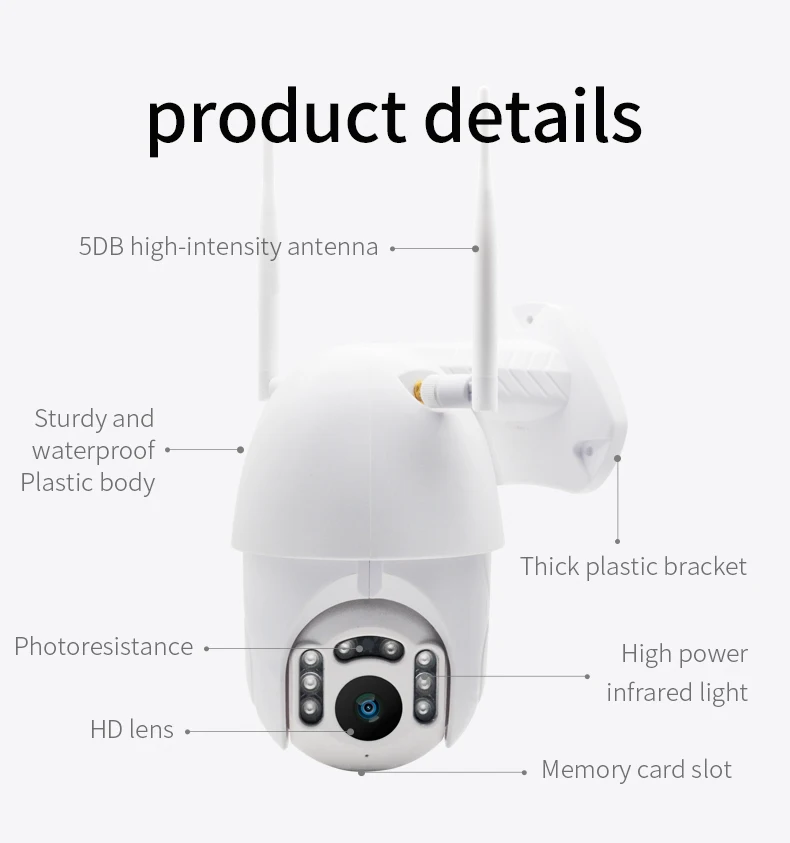 Водонепроницаемая IP-камера видеонаблюдения 1080P FHD H.265 с поддержкой Wi-Fi и голосовым