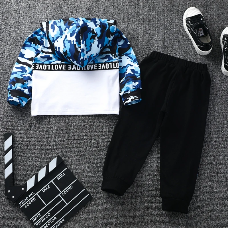 

Child Boys Long-sleeve hooded Camouflage hoodie pants Clothing spring autumn Boys Clothing Polyester Child Sets
