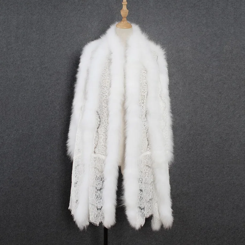 white shawl Модные вечерние накидки, вечерняя накидка из искусственного меха, кружевное покрывало, теплый большой платок, Зимний свадебный плащ, свадебные аксессуары, женский меховой палантин - Цвет: white shawl