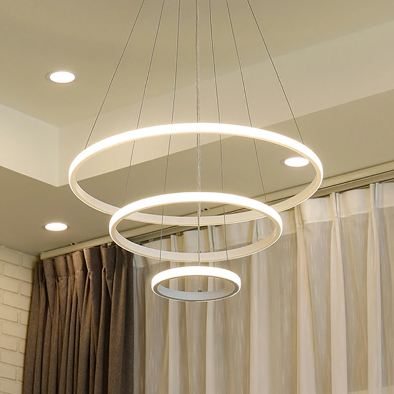 

Modern Aluminum Linear Rings Led Chandelier Lighting For Living Room Dinning Room Bedroom Hanging Lamp Lustre Minimalist