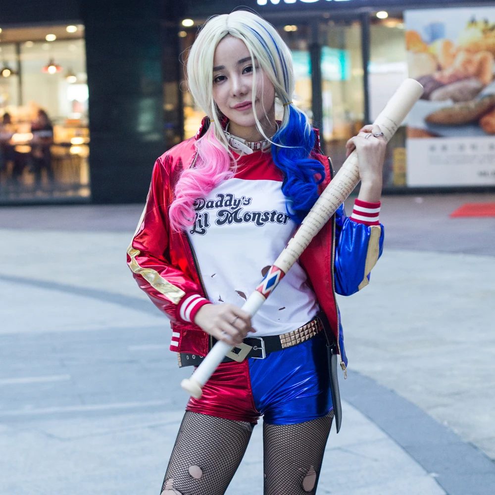 Suicide Cosplay Anime Harley Costume Quinn Frozen Dress Kids Adult  Suit Pop Tops Squad Accessories Women