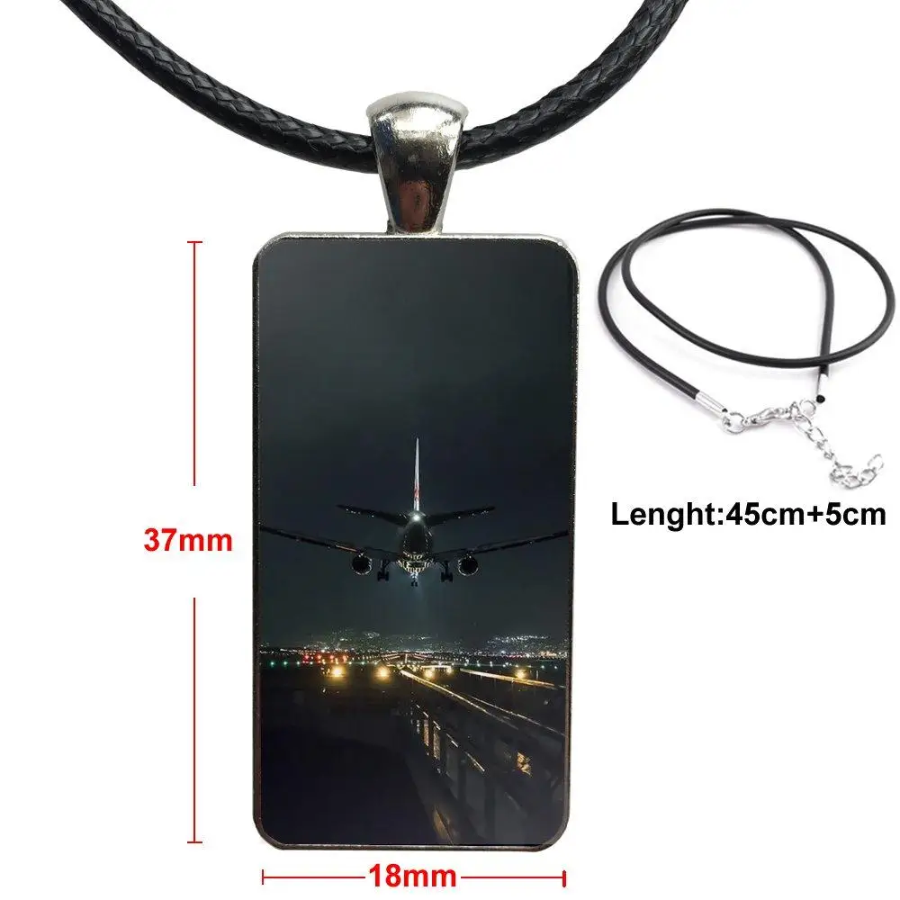 

Fighter Propeller Plane Aircraft Airplane Design Fashion Vintage Glass Women Rectangle Necklace Pendants For Unisex Gift