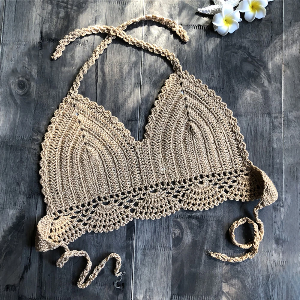 2020 вязаные бикини топы ручной работы крючком для женщин Бохо пляжные Бралетт