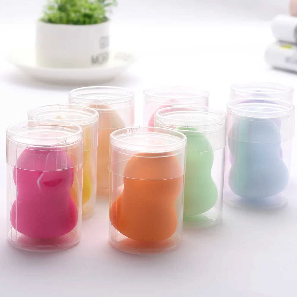 50pcs Custom LOGO Makeup Sponge with Round Clear Box 40*60mm Beauti Blender Cosmetic Puff Make Up Blender Tools Soft Wholesale
