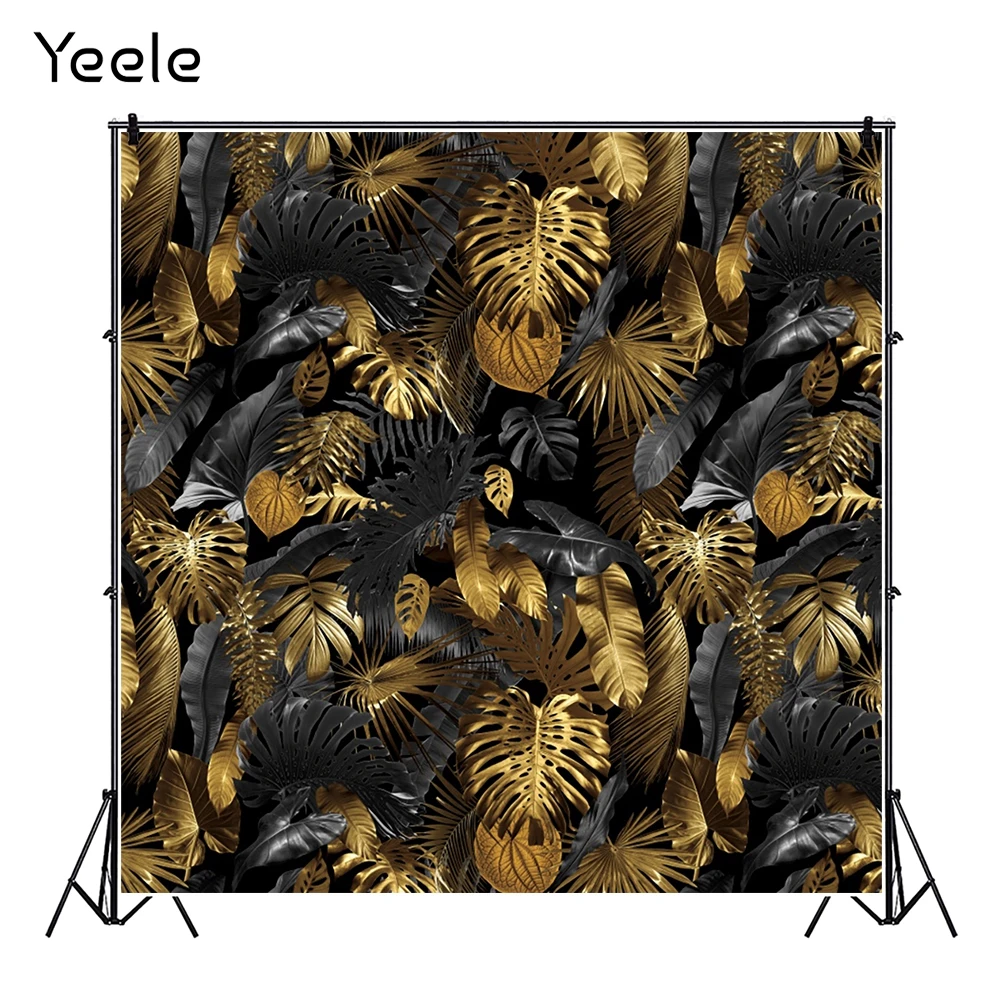 

Yeele Summer Tropical Golden Leaves Baby Portrait Wedding Photography Backdrop Vinyl Background For Photo Studio Photophone