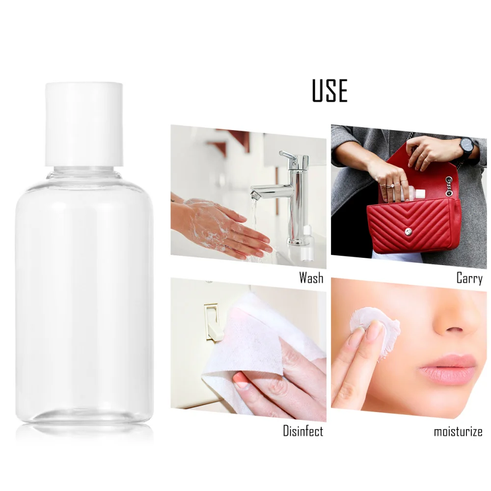 

12pcs 75ml Refillable Bottle Press Cap Travel Bottle Storage Container for Shampoo Cream Lotion (Random Cap Color)